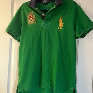Polo Ralph Lauren Embroidered Large Pony Green Polo Shirt Size Large